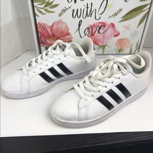 Adidas black and white sneakers size 7